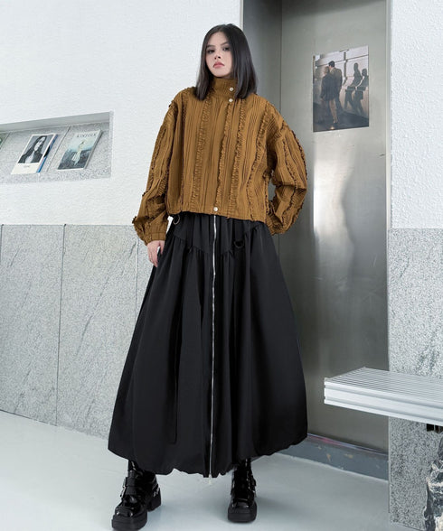 Front Zip Balloon Skirt